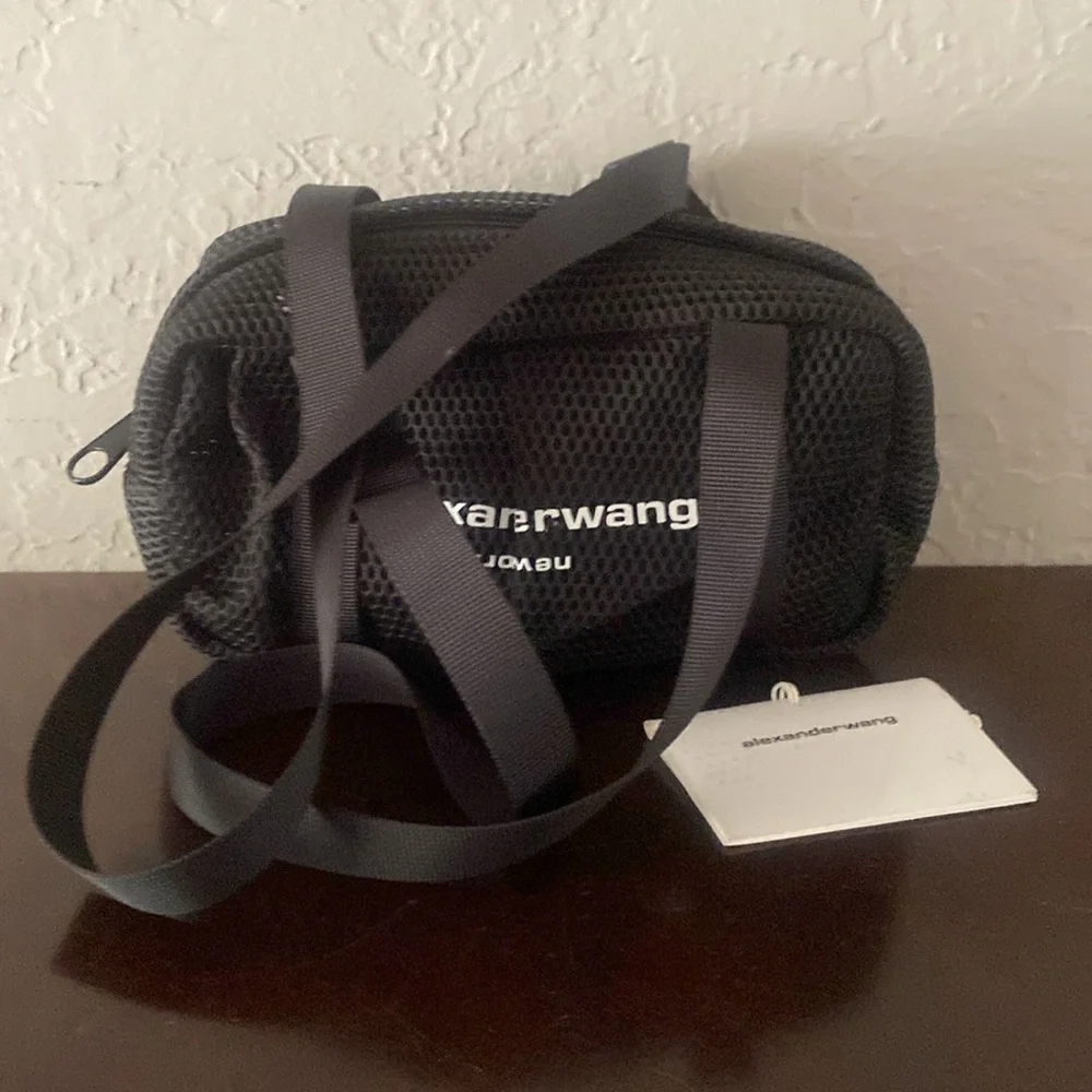 Alexander Wang Black Mesh Bag Mini Duffle Tags $350 10”x6”x4”. Handle drop 12”